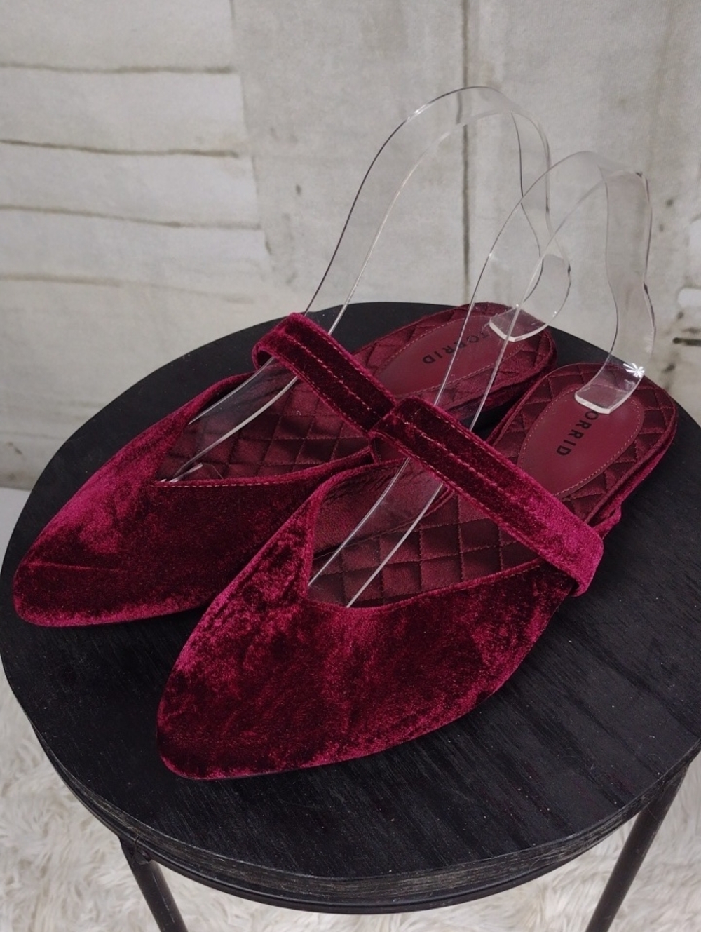 torrid Burgundy Velvet Pointed Toe Mary-Jane Mules Size 7.5WW